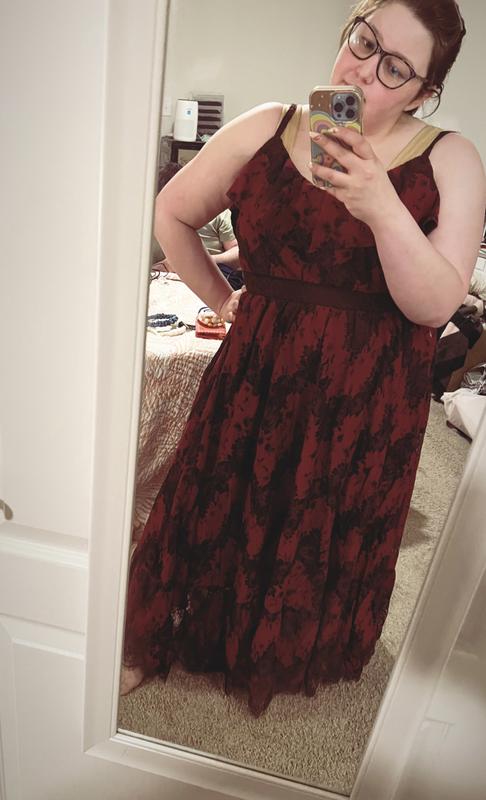Plus Size - Maxi Two Tone Lace Tiered Hem Dress - Torrid