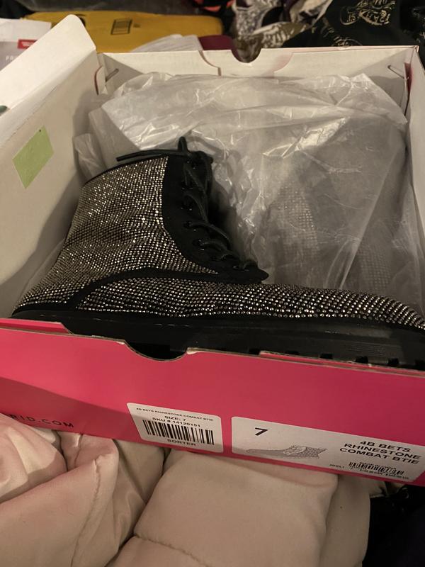 Plus Size - Betsey Johnson Rhinestone Combat Bootie (WW