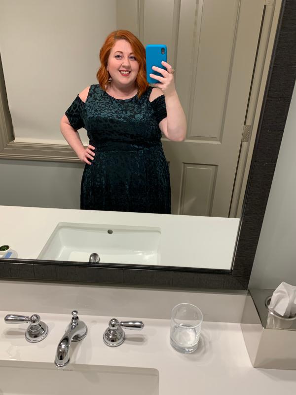 Plus Size - Green Velvet Burnout Cold Shoulder Skater Dress - Torrid