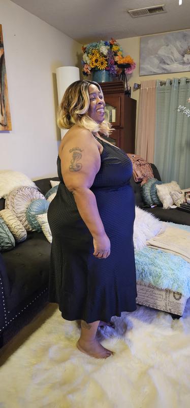 Plus Size - Tea Length Woven Jacquard Lace Trim Cami Dress - Torrid