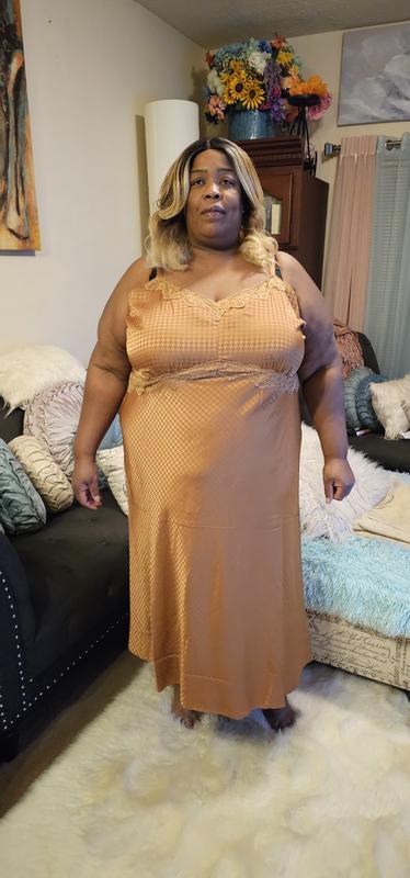 Plus Size - Tea Length Woven Jacquard Lace Trim Cami Dress - Torrid