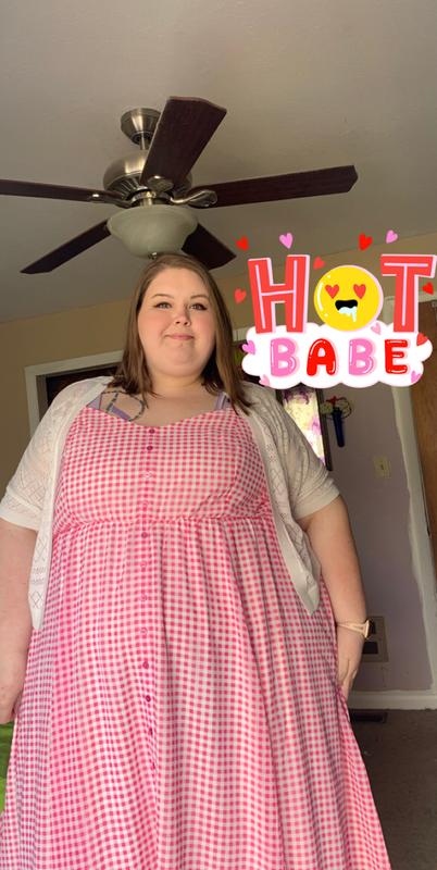 Plus Size - Hot Pink Gingham Chiffon Button Midi Dress - Torrid