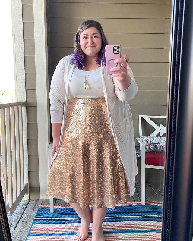 Plus Size Gold Sequin Midi Skirt Torrid