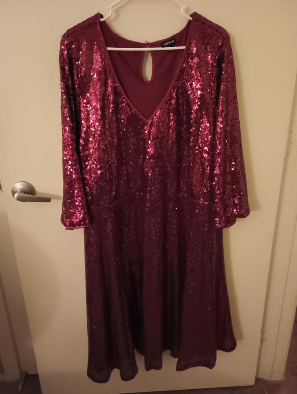 Torrid Burgundy Mini Sequins Skater Dress NWT hotsell