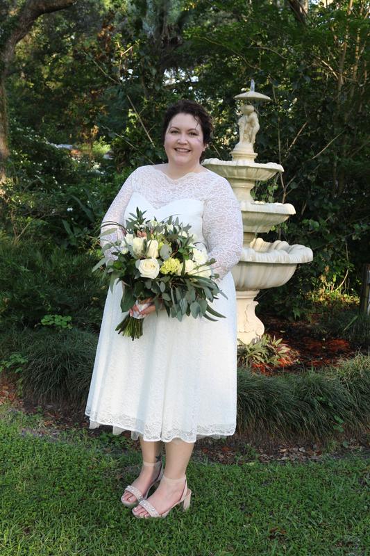 torrid ivory lace tea-length wedding dress Ivory Tea Length Wedding Dress with Sleeves and Lace Corset  Sequin Wedding Dress with Convertible Sleeves Plus Size Size 0