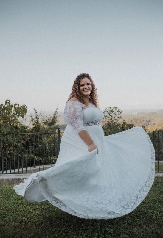 Plus Size - White Lace Off Shoulder A-Line Wedding Dress - Torrid