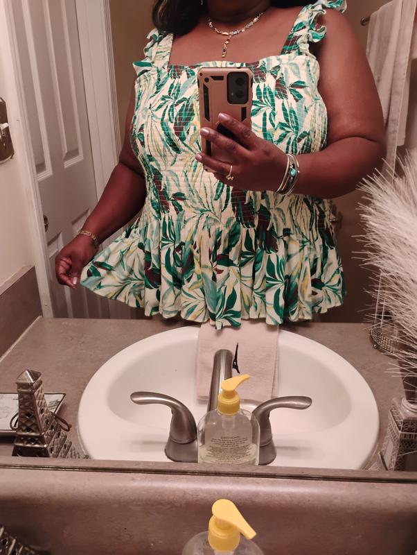 Plus Size - Peplum Washable Crinkle Gauze Smocked Tank Top - Torrid