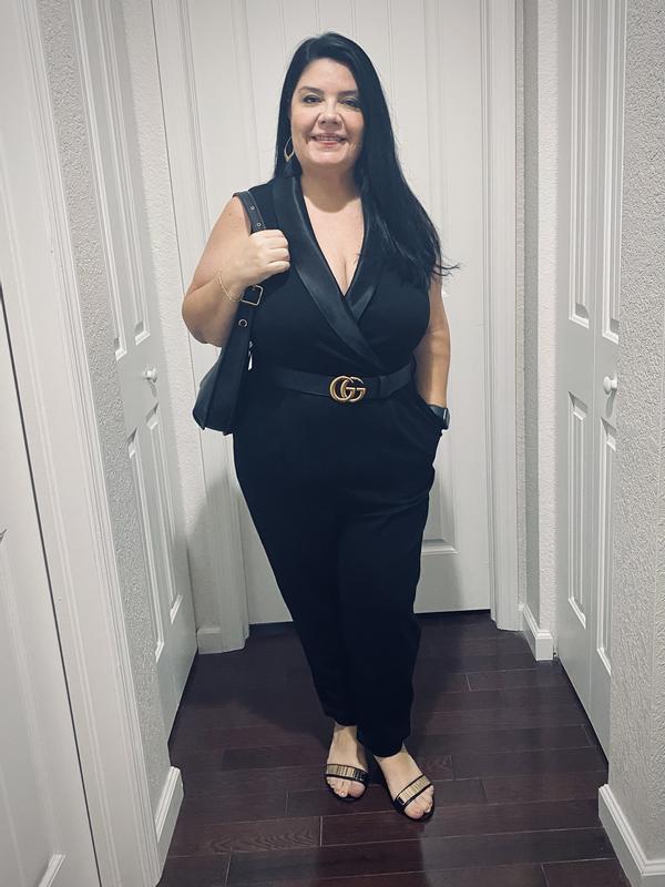 Plus size store tuxedo jumpsuit