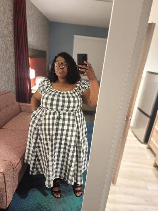 Plus size outlet gingham print dress