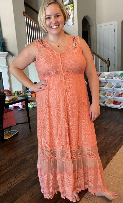 Plus size 2024 coral maxi dress