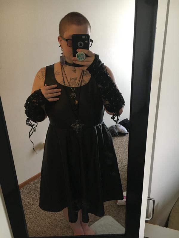 Plus Size - Black Faux Leather Skater Dress - Torrid