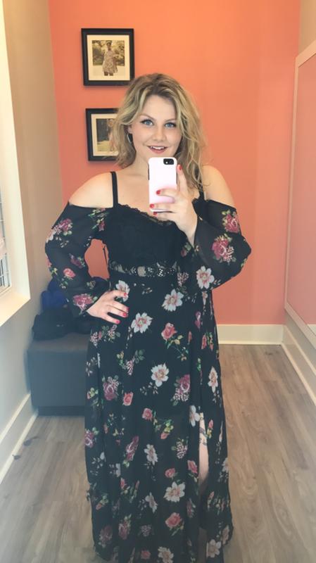 Plus Size - Torrid Insider Floral Print Cold Shoulder Lace Bustier Maxi  Dress - Torrid