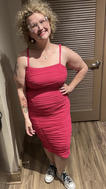 Plus Size - Midi Mesh Shirred Bodycon Dress - Torrid