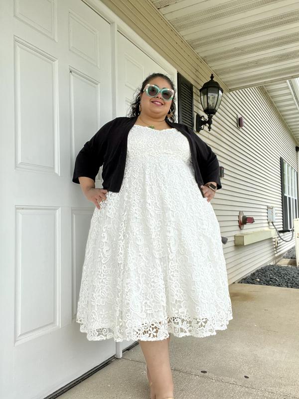 Plus Size - Crochet Lace Sweetheart Midi Dress - Lace White - Torrid