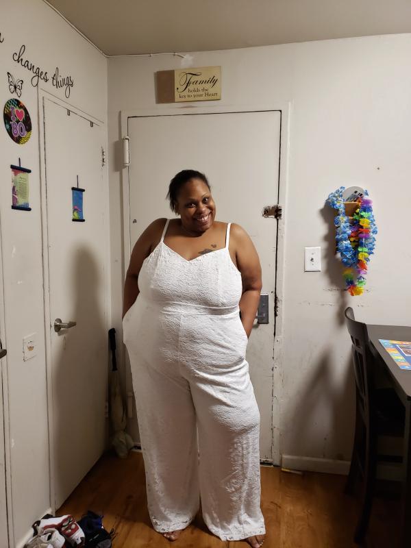 White wedding clearance jumpsuit plus size