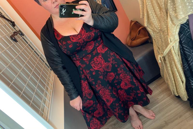 torrid black and red rose dress