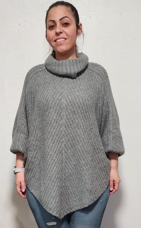 HOTELPAULIER ニットポンチョ FREE SIZE Plus Size - Chunky Ribbed Poncho Turtleneck Sweater - Torrid