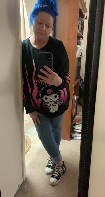 Plus Size - Kuromi Flames Cozy fleece Crew Neck Sweatshirt - Torrid