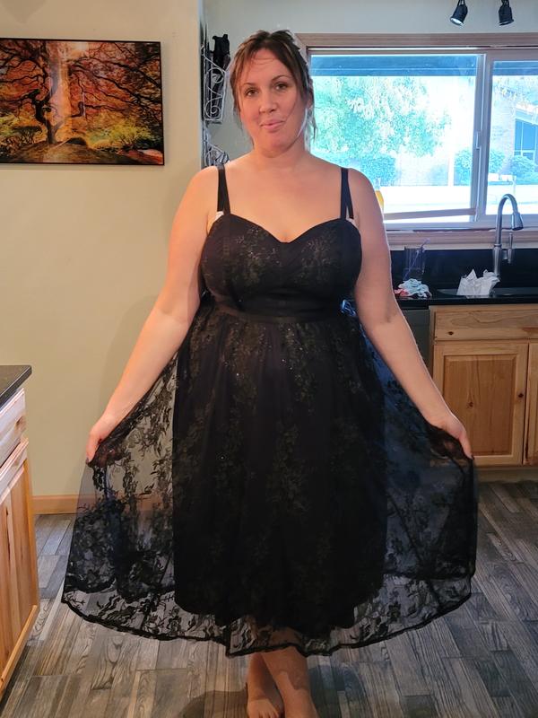Plus Size Special Occasion Black Embroidered Mesh Sequin Midi Dress Torrid
