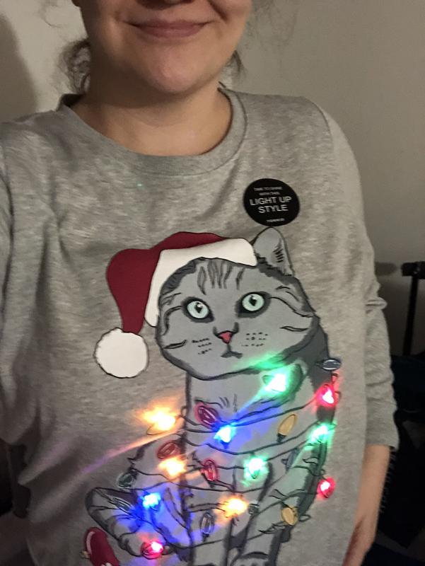 Light up cat christmas sweater clearance walmart