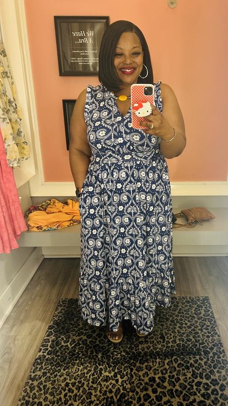 v neck halter midi dress Sandy Striped Knit V-neck Halter Crochet Midi Dress Medium