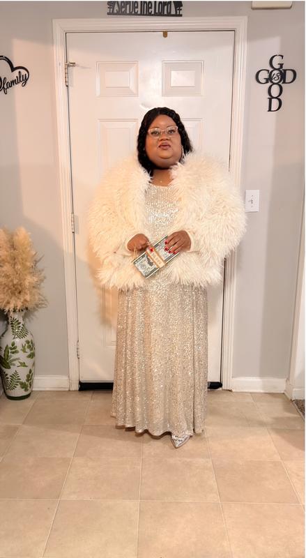 Plus Size - V-Neck Sequin Slip Maxi Dress - Torrid