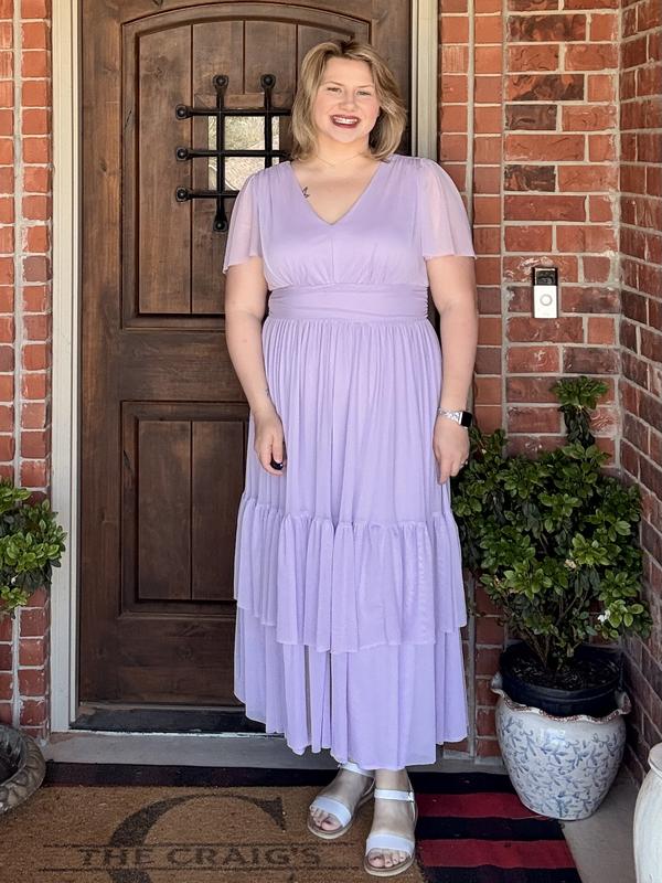 HOT ! Plus Size Lace Flutter Sleeve Maxi Dress Plus Size Flutter Sleeve  Tulle Maxi Dress Torrid