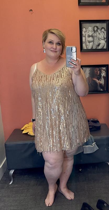 Plus Size - Mini Iridescent Sequin Fringe Dress - Torrid