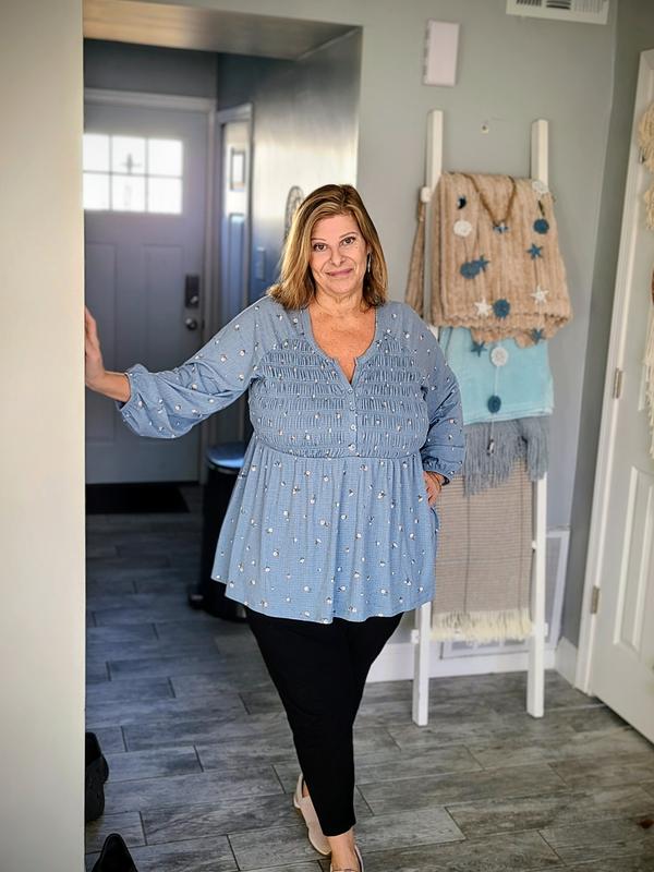 Plus Size - Smocked Henley Babydoll Top - Torrid