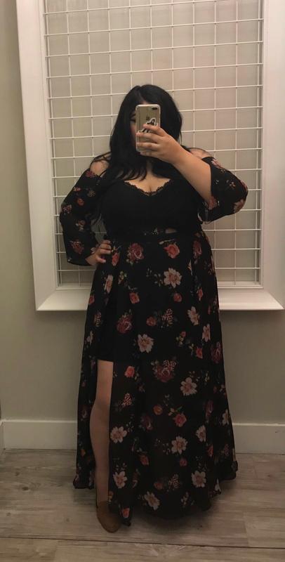Plus Size - Torrid Insider Floral Print Cold Shoulder Lace Bustier Maxi  Dress - Torrid
