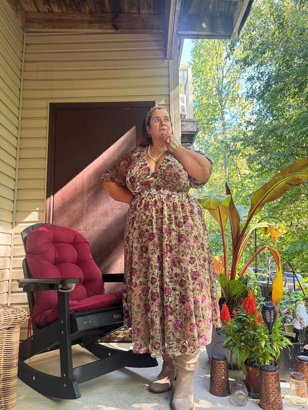 Plus Size - Burnout Velour Tea Length Dress - Torrid