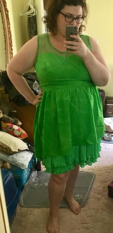 slim fit dress slacks Green 1970s Tinkerbell Elf Petal Hem Mini Dress