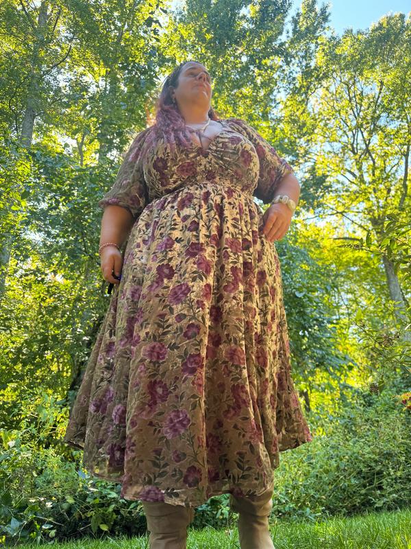 Plus Size - Burnout Velour Tea Length Dress - Torrid