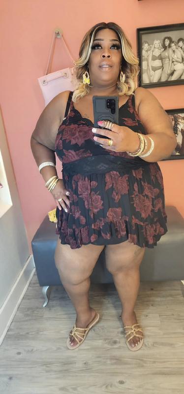 Katie no country フリル ドコンビネゾン Plus Size - Babydoll Gauze With Lace Inset Cami - Torrid
