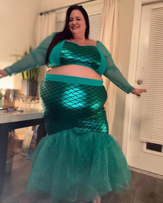 Plus Size - Halloween Costume Mesh Two Piece Mermaid Dress - Torrid