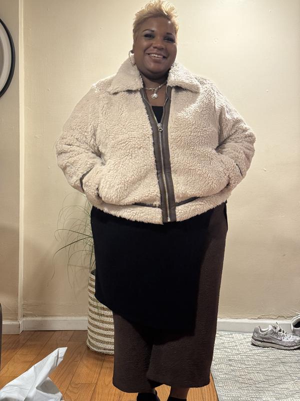 Plus Size - Sherpa Aviator Jacket - Torrid