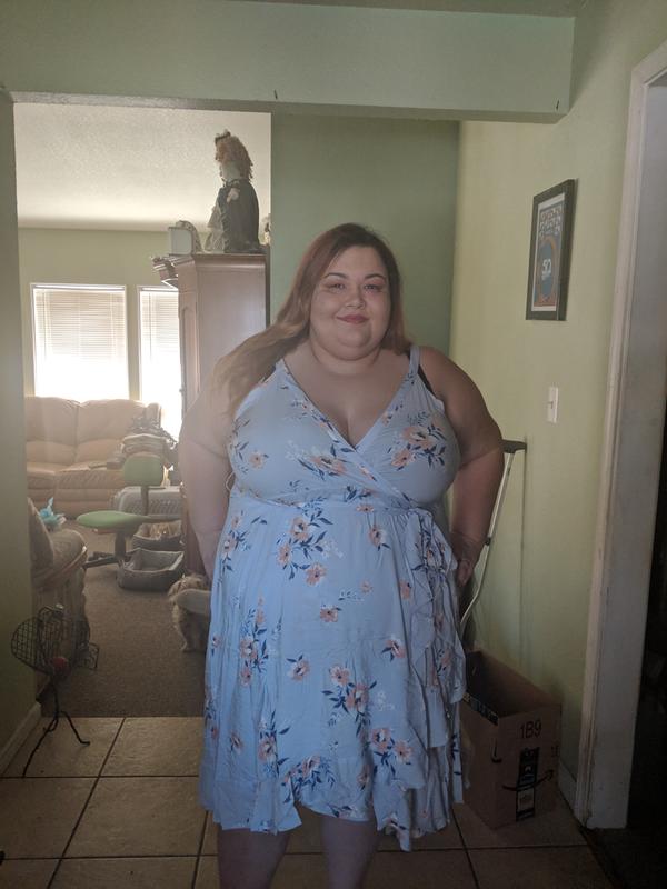 Plus Size Blue Floral Challis Wrap Dress Torrid