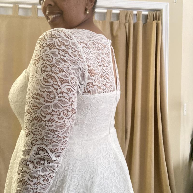 torrid ivory lace tea length wedding dress Plus Size - Ivory Lace & Tulle Beaded Sash A-Line Wedding Dress