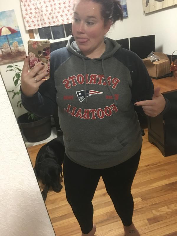 Plus Size - NFL New England Patriots Football Grey & Navy Terry Raglan  Hoodie - Torrid