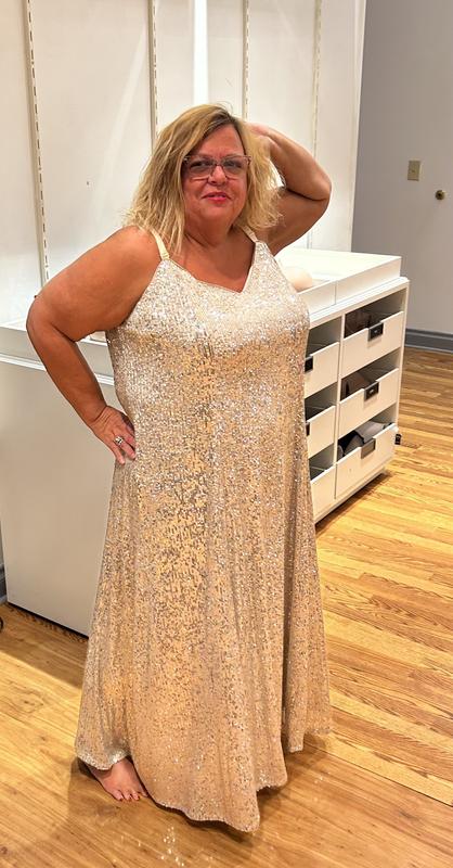 gold dress torrid Plus Size - Gold Mesh Embroidery & Sequin Midi Dress