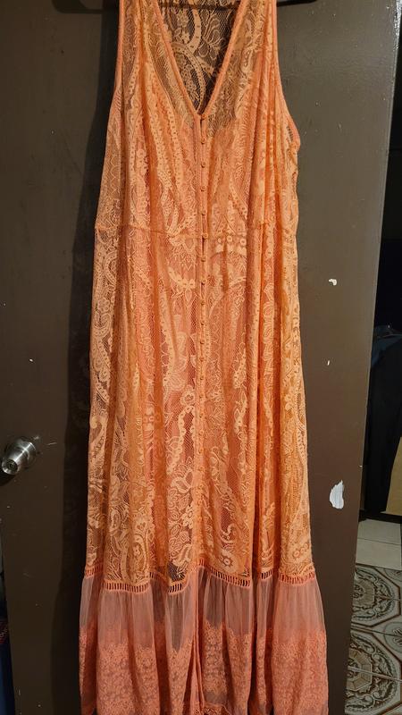 Plus Size - Coral Lace Button Front Maxi Skater Dress - Torrid
