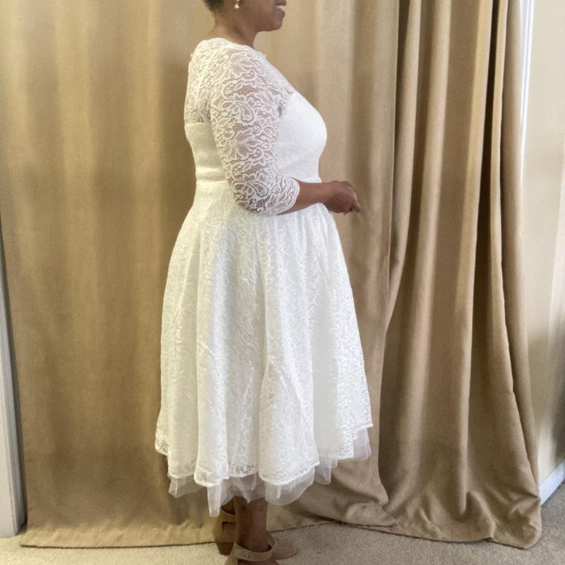 torrid ivory lace tea-length wedding dress Plus Size - Ivory Lace & Tulle Beaded Sash A-Line Wedding Dress