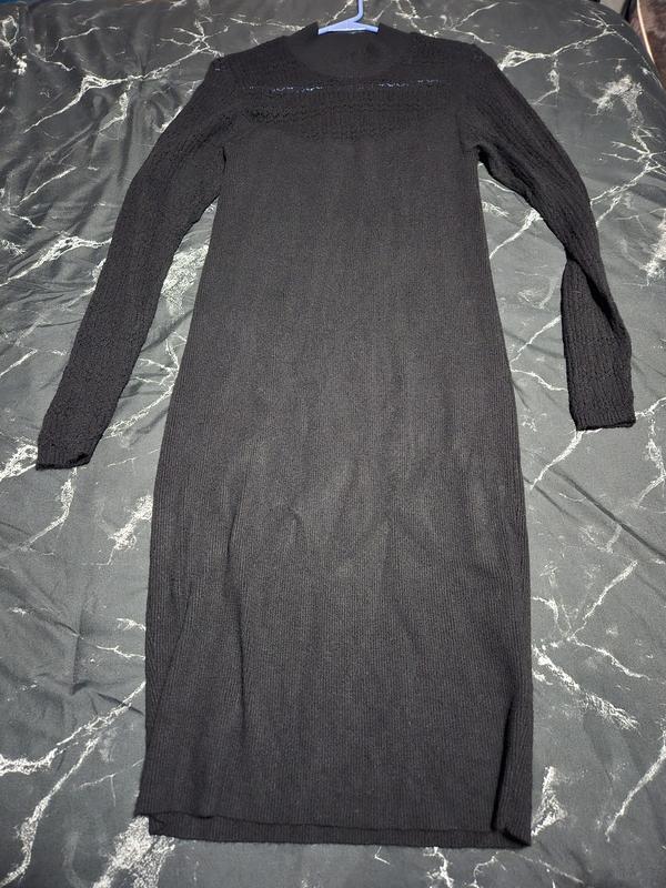 mini long sleeve rib pointelle mock neck sweater dress TORRID Mini Long Sleeve Rib Pointelle Mock Neck Sweater Dress