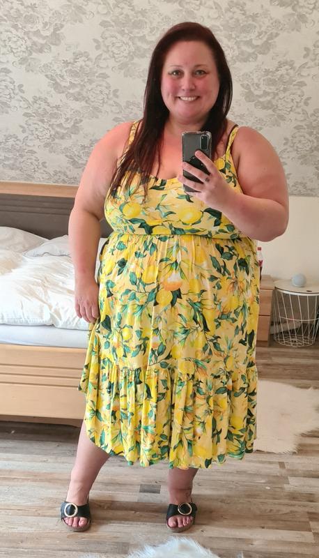 Plus size lemon print dress best sale