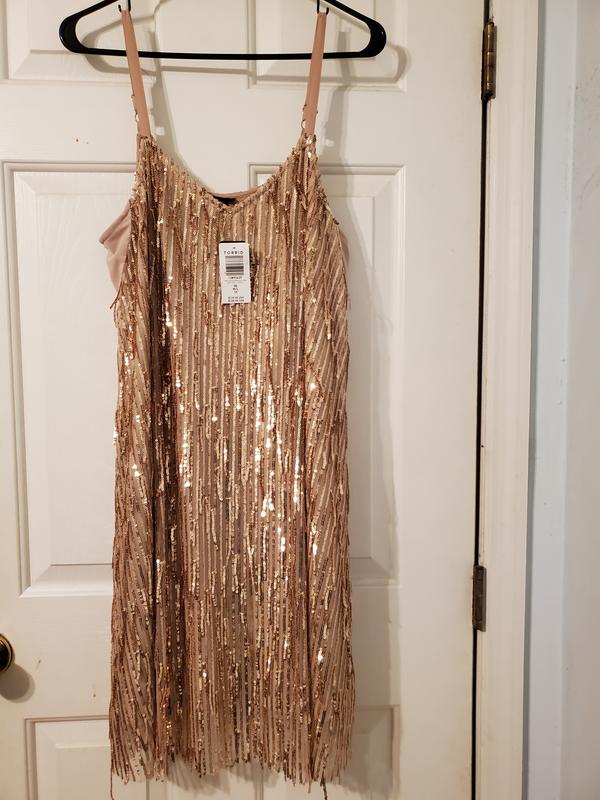 torrid gold sequin dress Plus Size - Fringe Mini Dress - Gold Shimmer