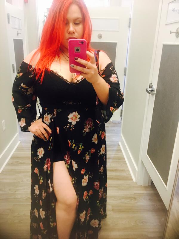 Plus Size - Torrid Insider Floral Print Cold Shoulder Lace Bustier Maxi  Dress - Torrid