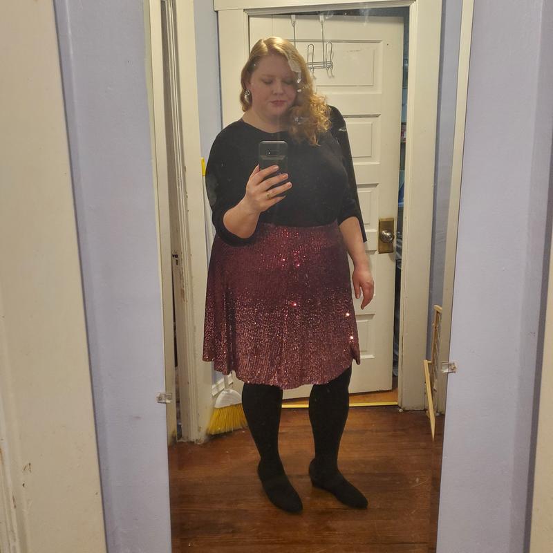 Plus Size Mini Sequin Skater Skirt Torrid