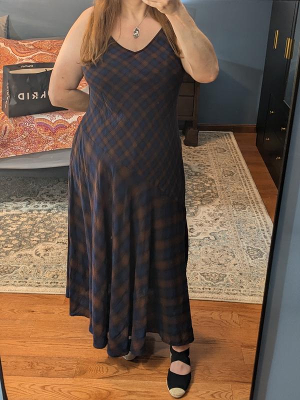 brown gucci dress Brown Plaid Sleeveless Maxi Dress main image 0