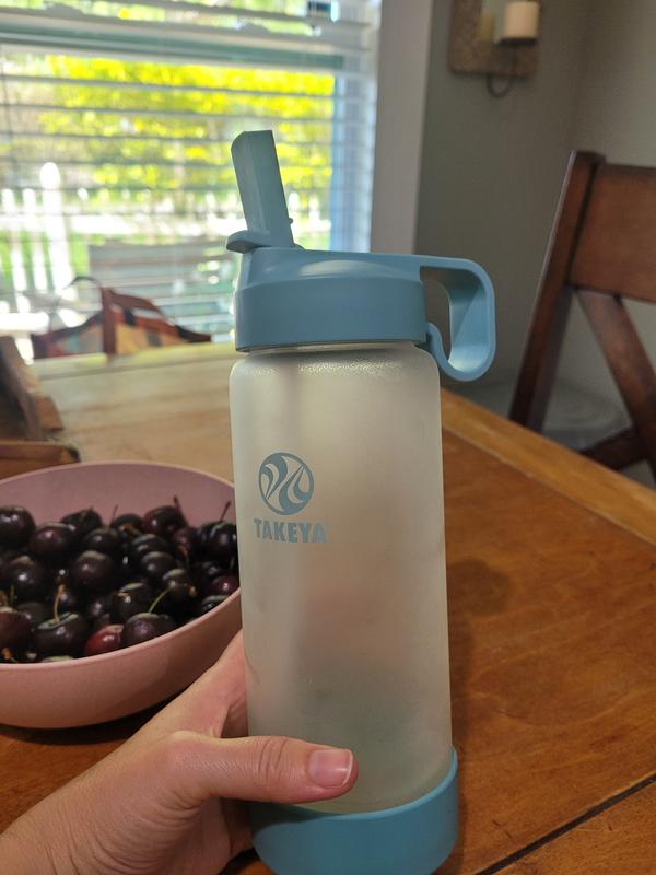 Takeya Glass Water Bottle Sure-Grip with Straw Lid, Sage 22oz-Eco Friendly