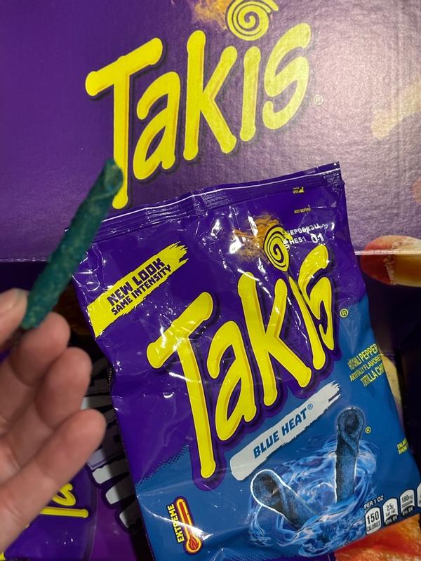 Takis blue heat rolled tortilla chips, hot chili pepper